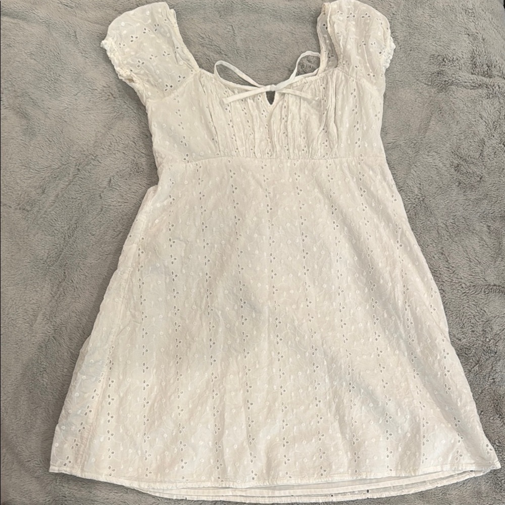Hollister White Eyelet Dress with Puff Sleeves